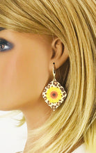 Load image into Gallery viewer, Sunflower Genuine Leather and Cork Earrings - E19-2814