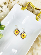 Load image into Gallery viewer, Sunflower Genuine Leather and Cork Earrings - E19-2814