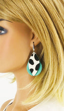 Load image into Gallery viewer, Cheetah and Aqua Leather Earrings - E19-2817
