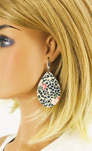 Load image into Gallery viewer, Roses and Leopard Cork on Leather Earrings - E19-2824