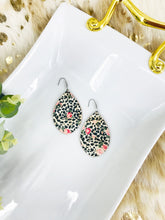 Load image into Gallery viewer, Roses and Leopard Cork on Leather Earrings - E19-2824