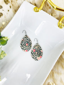 Roses and Leopard Cork on Leather Earrings - E19-2824