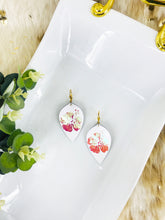 Load image into Gallery viewer, White Genuine Leather and Hibiscus Flower Earrings - E19-2837