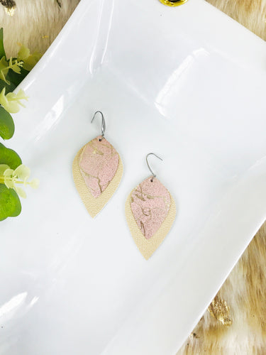 Rose Gold and Gold Faux Leather Earrings - E19-2842