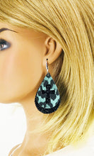 Load image into Gallery viewer, Mint Leopard Faux Leather and Chunky Glitter Earrings - E19-2843