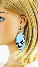 Load image into Gallery viewer, Blue and Leopard Faux Leather Earrings - E19-2846