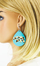 Load image into Gallery viewer, Teal Mama Bear Faux Leather Earrings - E19-2848