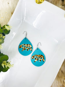 Teal Mama Bear Faux Leather Earrings - E19-2848