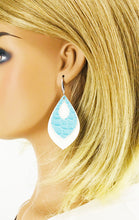 Load image into Gallery viewer, Ivory and Blue Alligator Faux Leather Earrings - E19-2850