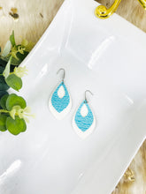 Load image into Gallery viewer, Ivory and Blue Alligator Faux Leather Earrings - E19-2850