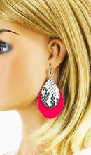 Load image into Gallery viewer, Pink and Snake Skin Faux Leather Earrings - E19-2852