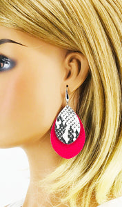 Pink and Snake Skin Faux Leather Earrings - E19-2852