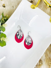 Load image into Gallery viewer, Pink and Snake Skin Faux Leather Earrings - E19-2852