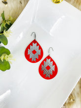 Load image into Gallery viewer, Red Bohemian Themed Faux Leather Earrings - E19-2854