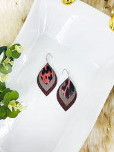 Load image into Gallery viewer, Maroon Leopard Faux Leather and Glitter Layered Earrings - E19-2855
