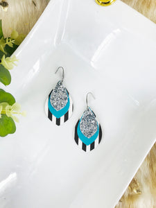 Layered Faux Leather and Chunky Glitter Earrings - E19-2856