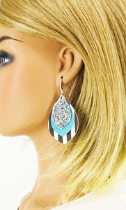 Layered Faux Leather and Chunky Glitter Earrings - E19-2856