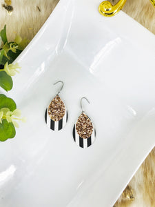 Stripped Faux Leather and Chunky Glitter Earrings - E19-2857