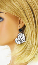 Load image into Gallery viewer, Faux Druzy and White Leopard Leather Earrings - E19-2866