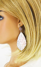 Load image into Gallery viewer, Faux Druzy and Multi-Color Snake Skin Fringe Leather Earrings - E19-2867