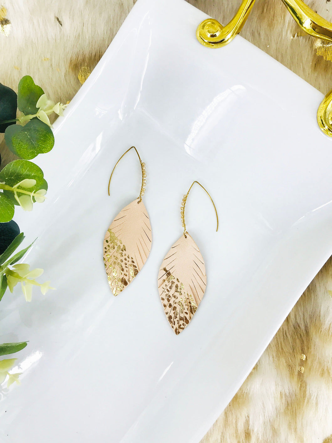 Antique White Fringe Leather Earrings - E19-2868