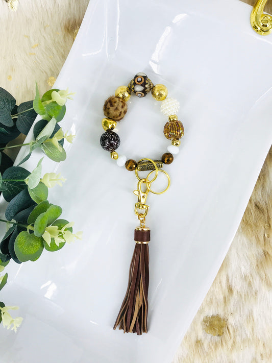 Glass Bead Bracelet Keychain - K286