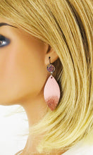 Load image into Gallery viewer, Faux Druzy and Pink Genuine Leather Earrings - E19-2872