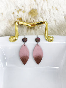Faux Druzy and Pink Genuine Leather Earrings - E19-2872