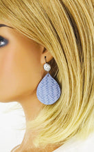 Load image into Gallery viewer, Faux Druzy and Lavender Braided Fishtail Leather Earrings - E19-2875