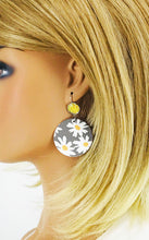 Load image into Gallery viewer, Yellow Druzy and Daisey Faux Leather Earrings - E19-2883