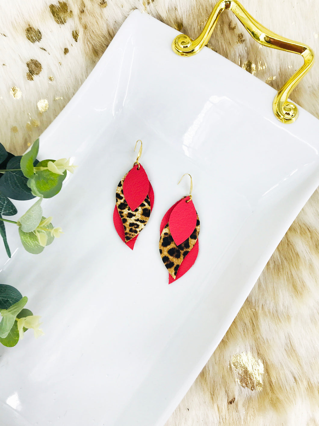 Layered Genuine Leather Earrings - E19-2892