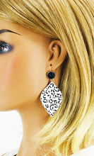 Load image into Gallery viewer, Druzy Agate and Spotted Leopard Leather Earrings - E19-2906