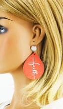 Load image into Gallery viewer, Druzy Agate and Coral Leather &quot;Faith&quot; Earrings - E19-2907