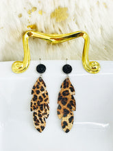 Load image into Gallery viewer, Druzy Agate Leopard Leather Earrings - E19-2909