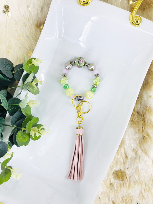 Glass Bead Bracelet Keychain - K291