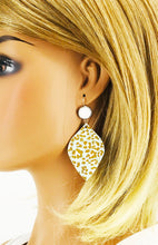 Load image into Gallery viewer, Druzy Agate and Leopard Leather Earrings - E19-2924