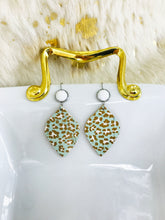Load image into Gallery viewer, Druzy Agate and Leopard Leather Earrings - E19-2924