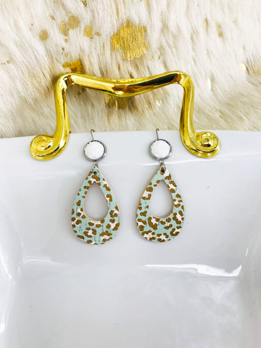 Druzy Agate and Leopard Leather Earrings - E19-2925