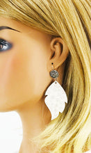 Load image into Gallery viewer, Druzy Agate and Nude Leopard Leather Earrings - E19-2927