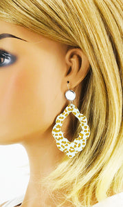 Druzy Agate and Leopard Leather Earrings - E19-2934