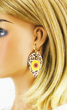 Load image into Gallery viewer, Sunflower Leopard Leather Earrings - E19-2937