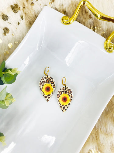 Sunflower Leopard Leather Earrings - E19-2937