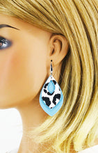 Load image into Gallery viewer, Blue and Leopard Faux Leather Earrings - E19-2939