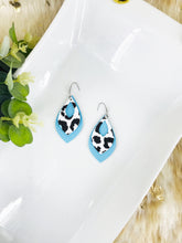Load image into Gallery viewer, Blue and Leopard Faux Leather Earrings - E19-2939