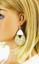 Load image into Gallery viewer, White Chunky Glitter and Leopard Leather Earrings - E19-2954
