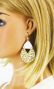 White Chunky Glitter and Leopard Leather Earrings - E19-2954