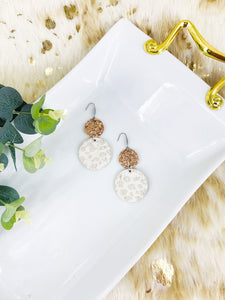 Chunky Glitter and Nude Leopard Leather Earrings - E19-2955