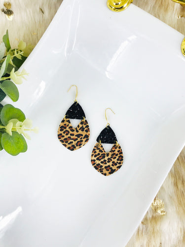 Chunky Glitter and Baby Cheetah Cork Earrings - E19-2958