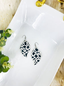 Black & White Spotted Cow Leather Earrings - E19-2966