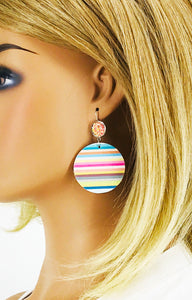 Druzy Agate and Striped Faux Leather Earrings - E19-2967